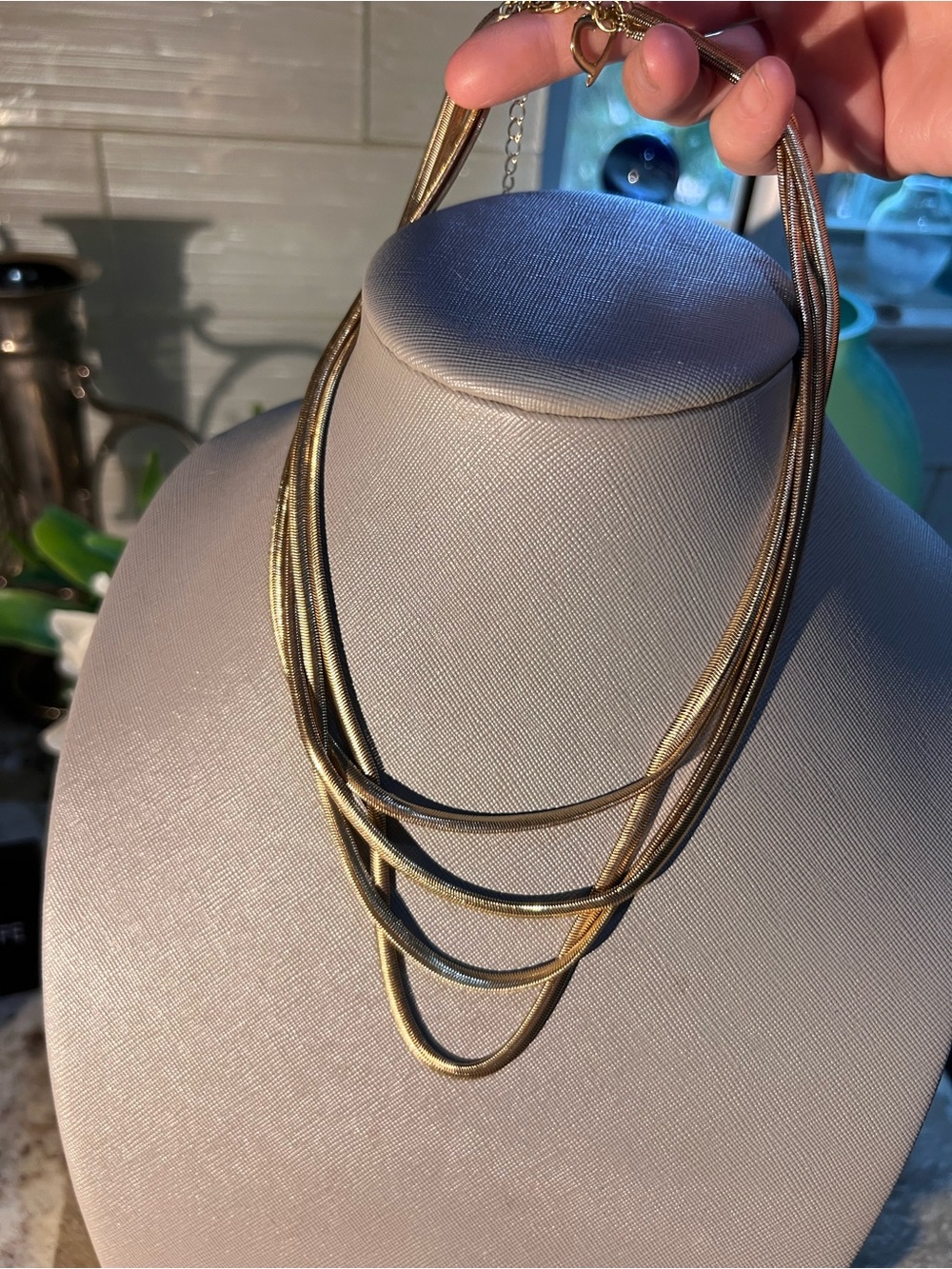 Gold Multi-Strand Women’s Necklace - Super Cool Snakey liquidy metal!